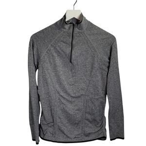 Athleta Fastest Track Gray with Black Trim 1/4 Zip Track Jacket W-141 Sz Medium